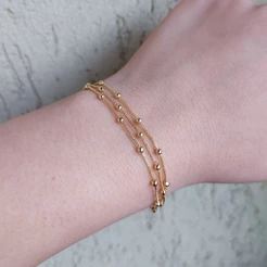 Pulseira feminina tripla bolinha folheado a ouro 18k A Banhada a prata 925