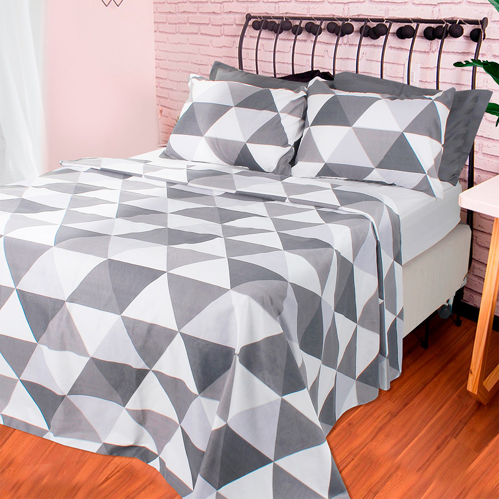 Jogo de Cama Lençol 4 Peças Casal Com Elástico Estampado 138x188x30cm BF Colchões em Oferta na Shopee