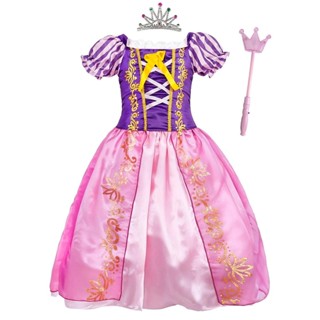 Fantasia Rapunzel Infantil de Luxo Vestido Coroa e Varinha com Luz em Oferta na Shopee
