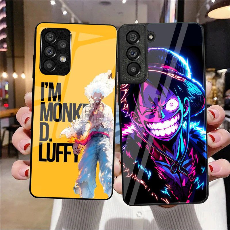 Uma Peça luffy 16 Vidro Caso De Telefone Para Samsung Galaxy A14 A16 A30 A22 A32 A33 A34 A40 A42 A55 4G A52 A53 A54 A70 