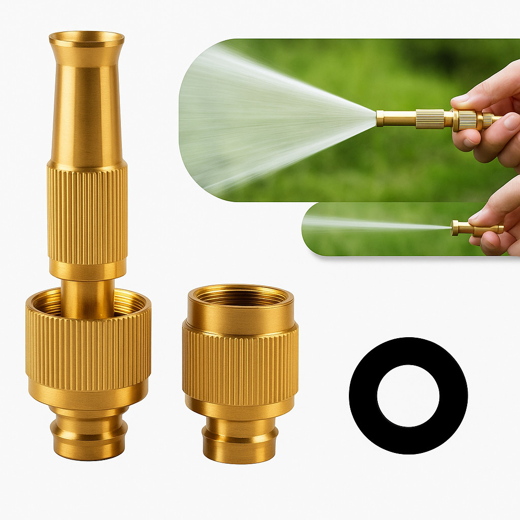Kit Jato Bico de Mangueira 1/2" com Regulagem de Vazão Kit esguicho Alta pressão Lavagem 16mm