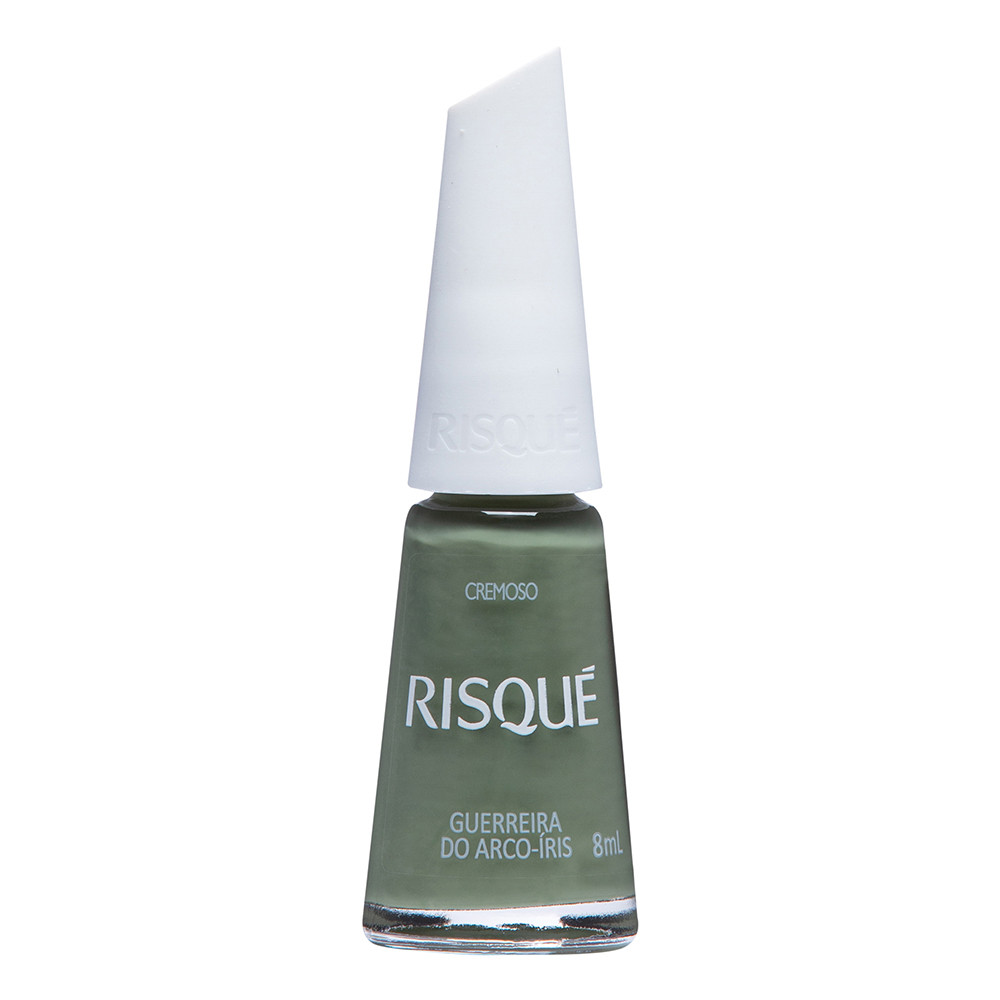 Esmalte Risqué Verde Militar Cremoso Guerreira do Arco-íris 8ml em Oferta na Shopee