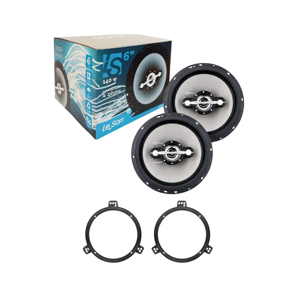Kit Par Alto Falantes 6" Quadriaxial 70W RMS Cada + Aros Dianteiros Gol G5 / G6 / G7 2 Portas em Oferta na Shopee