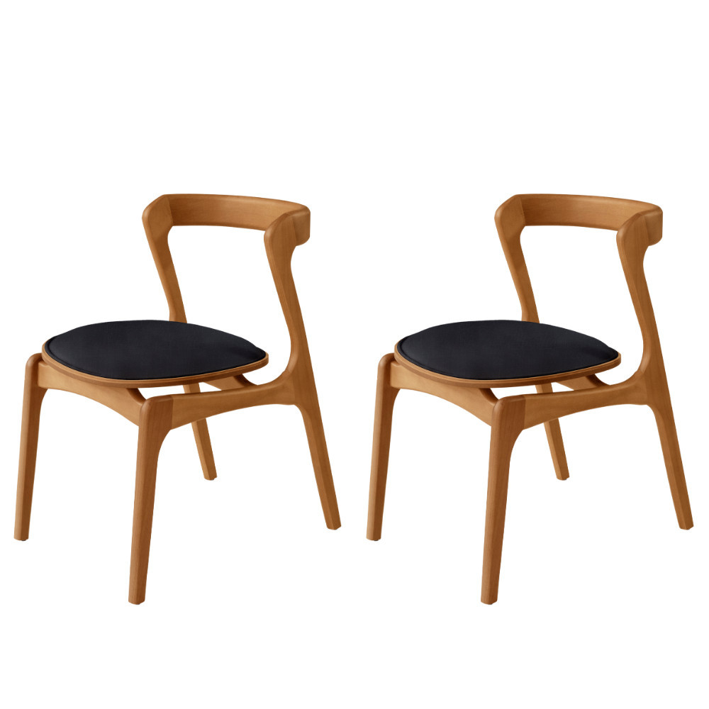 Conjunto com 2 Cadeiras Madeira Solaris Moderna Mobilia em Oferta na Shopee