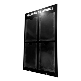 Quadro Aviso E Gestão Informativo Organizador Comunicados Metas C/ 4 Displays Acrílico A4 Acm Preto em Oferta na Shopee