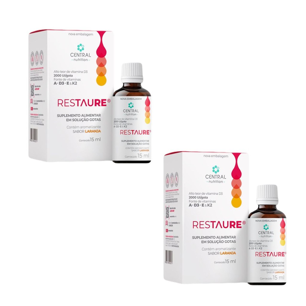 2x Restaure Central Nutrition 15ml- Vitamina A- D3- E- K2