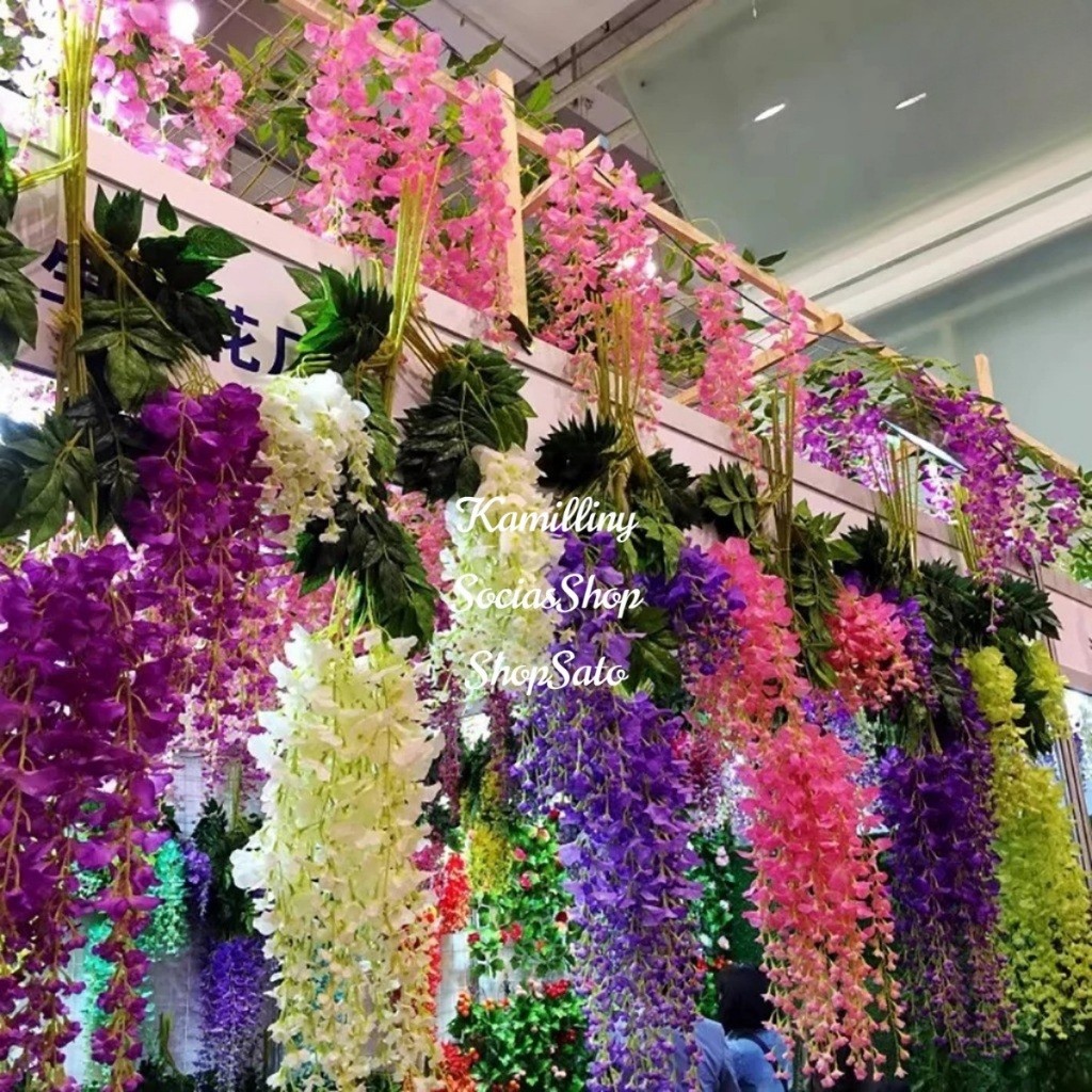 Kit 12 Ramos Pendentes Cerejeira De Flores De Artificiais Permanente Grande Pendentes Para Decoração em Oferta na Shopee