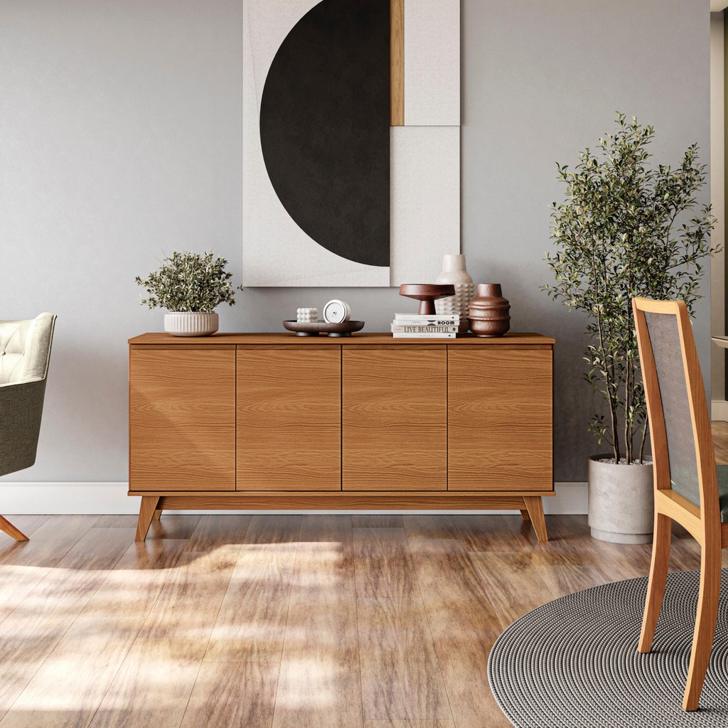 Aparador Kappesberg 4 Portas Canela 156cm - Home & Living