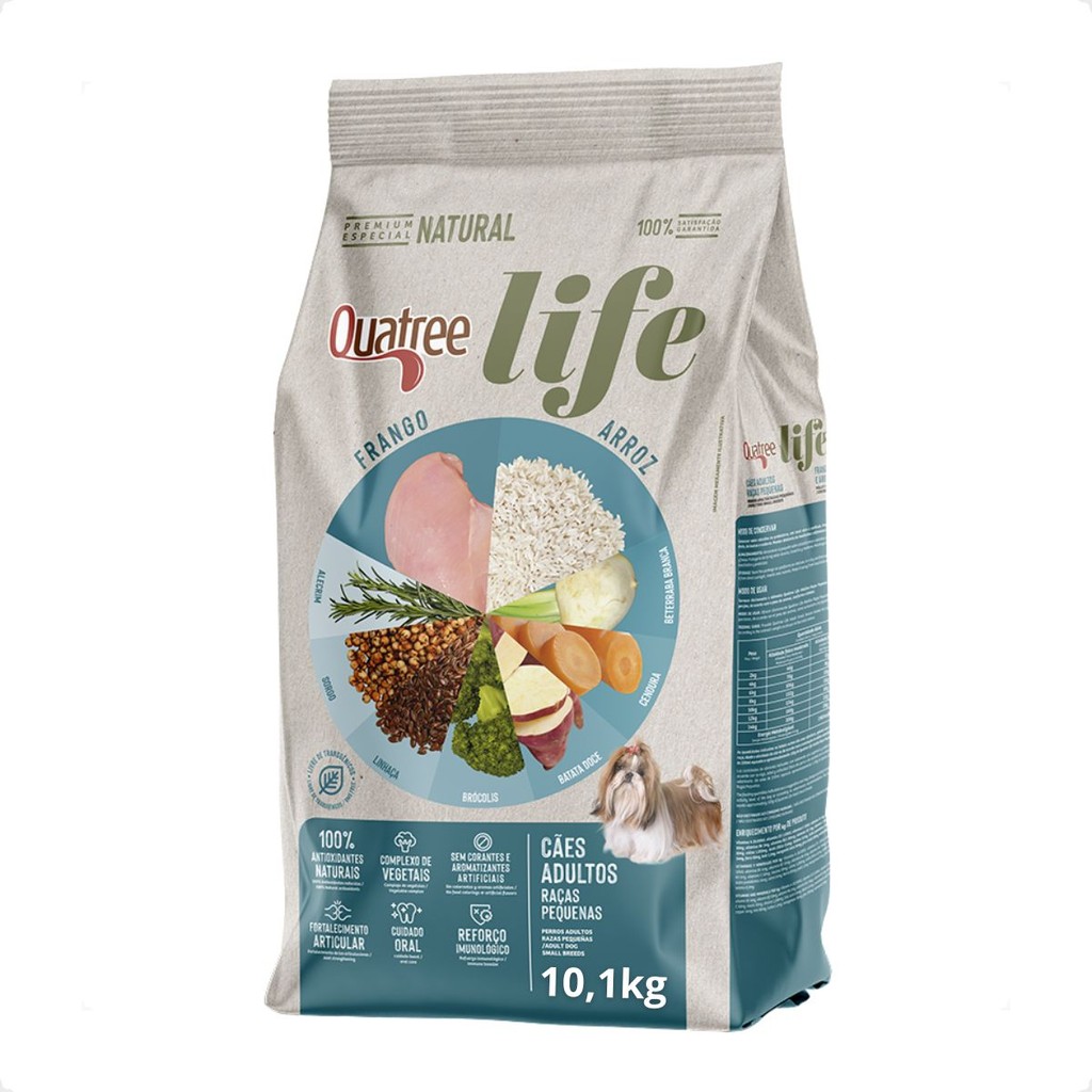 Ração Quatree Life Adultos Raças Pequenas Frango e Arroz - 10,1Kg - Pets