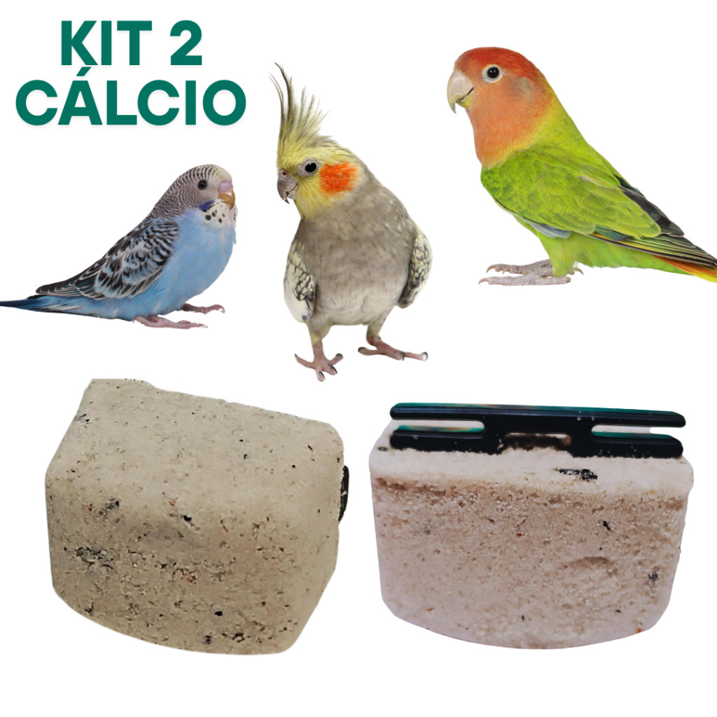 Kit 2 Pedras de Cálcio Suplemento Nutricional Calopsitas, Agapornis e Periquitos, gaiolas e viveiro