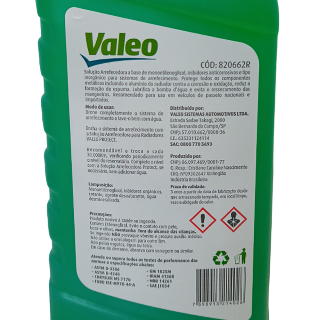Aditivo Radiador Protect Inorganico Diluido Valeo 820662R