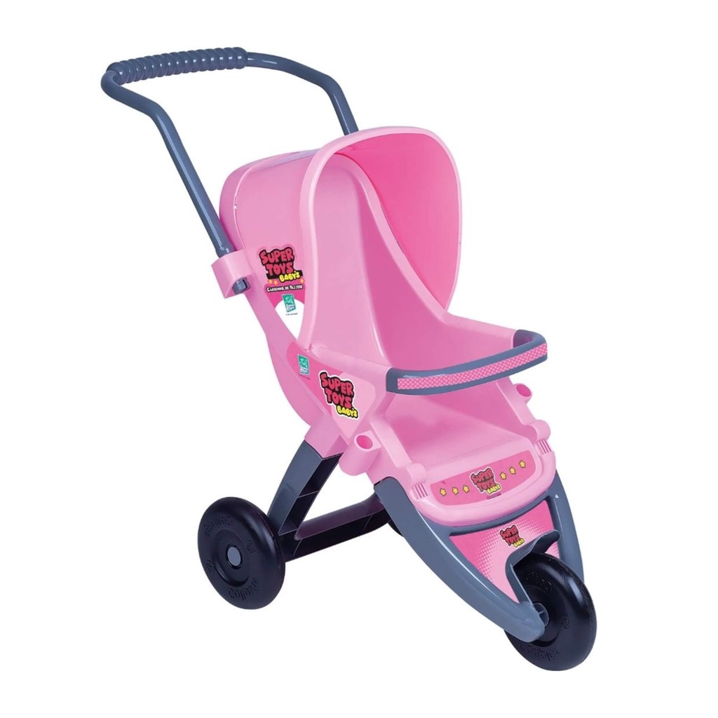 Brinquedo Infantil Carrinho de Boneca Rosa 3 Rodas SuperToys - 438