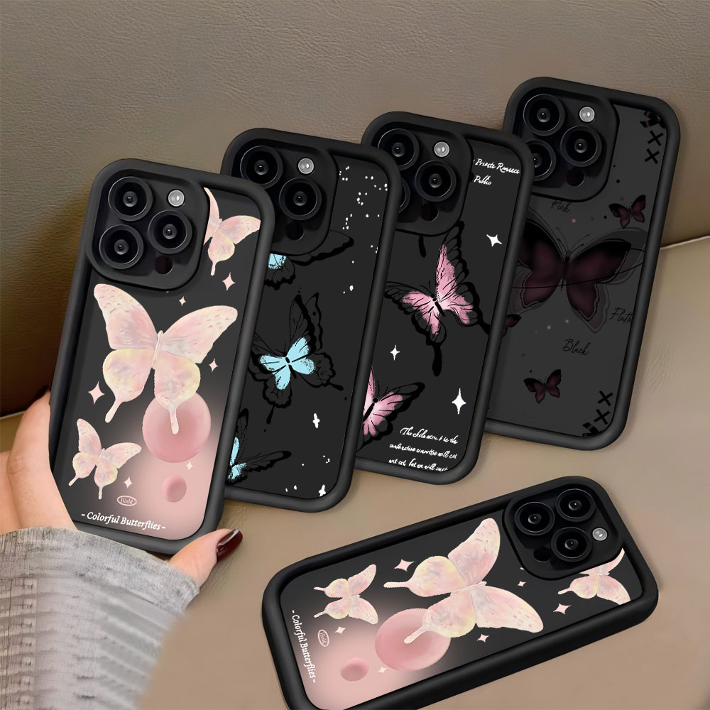 Capa Borboleta Preta Samsung S24 Ultra S24 Plus S23 S22 S21 M34 F34 A15 A14 A13 A55 A35 A54 S23