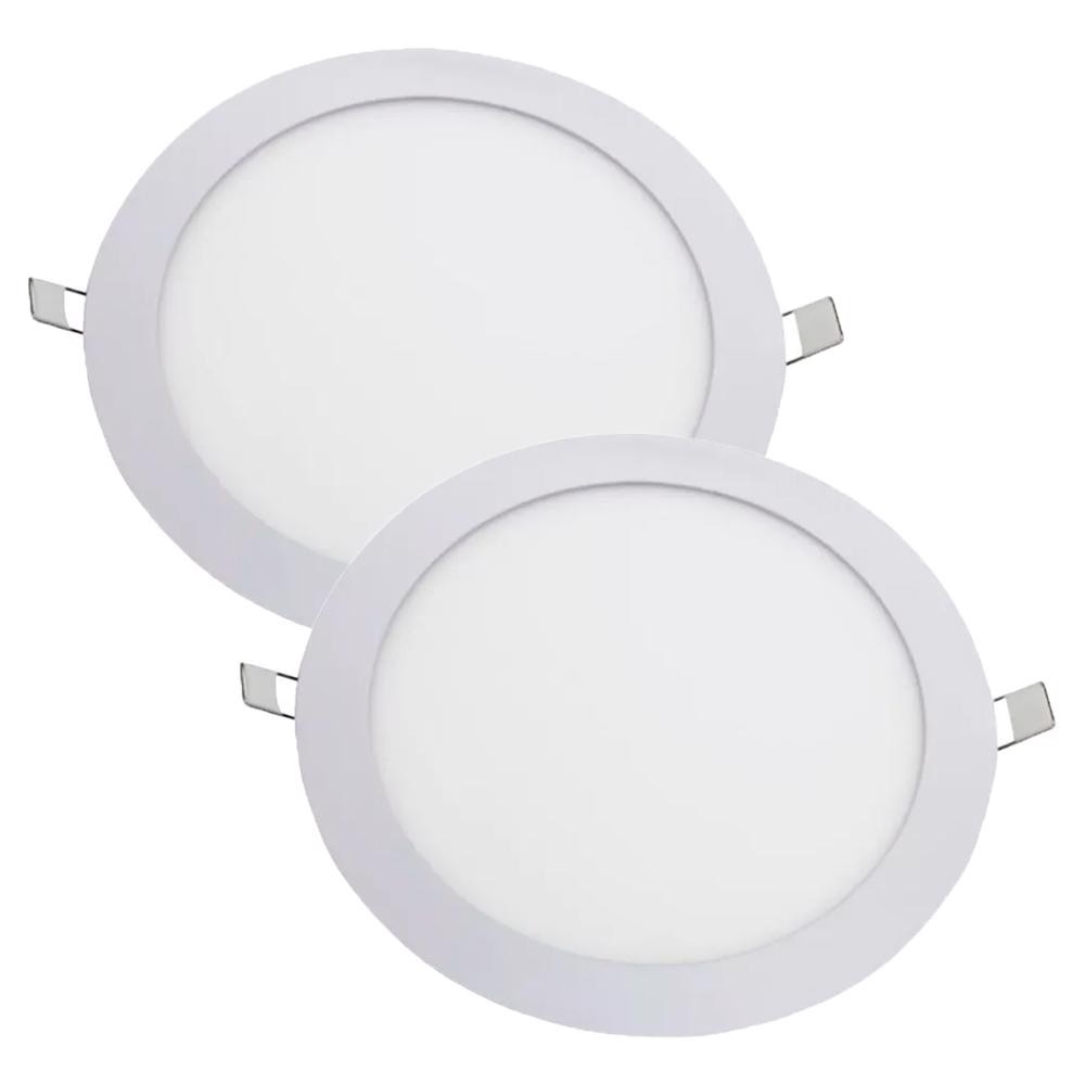 Kit 2 Luminária Plafon LED Redondo Embutir 18W 4000K (520,0042) - Noll LED
