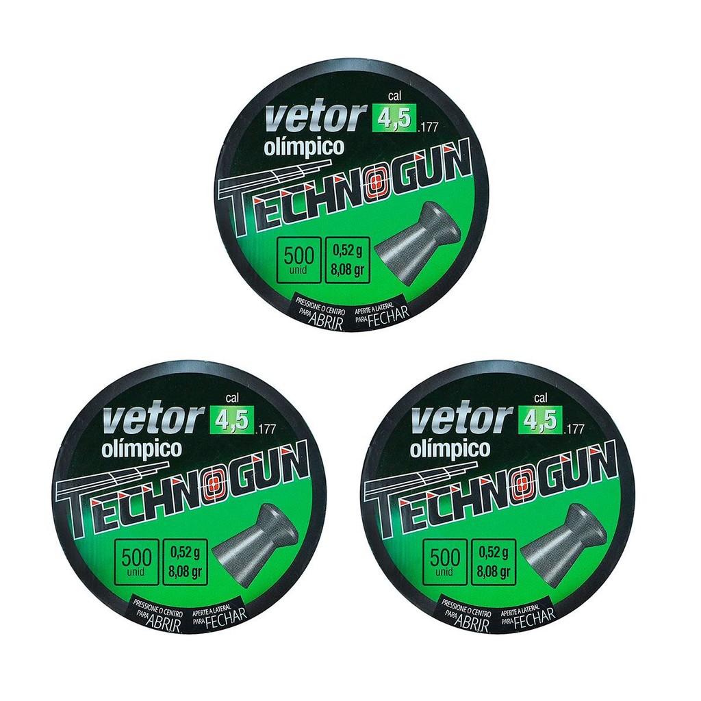 Chumbinho 4.5 Technogun Vetor Olímpico 8,80gr 1500 Unid. - Sports & Outdoors