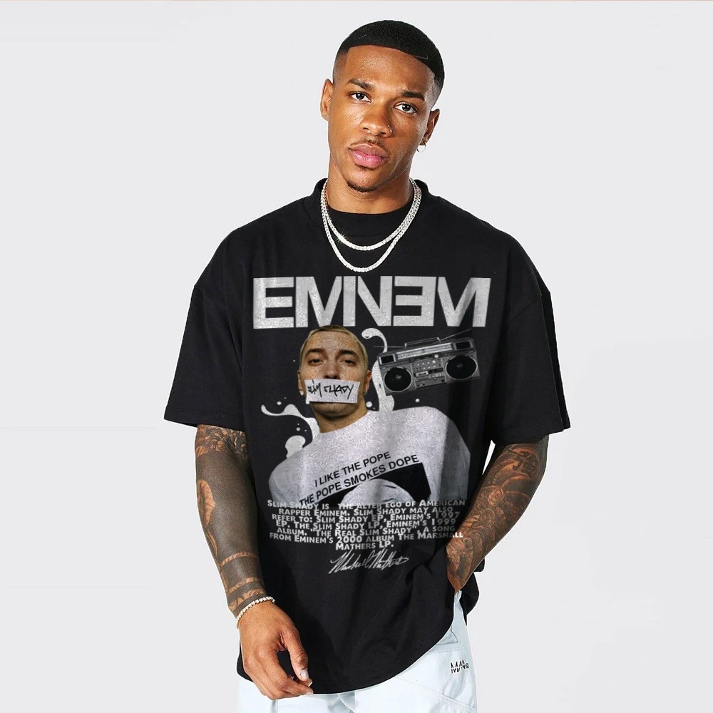 Camiseta Oversized Masculina Streetwear Eminen 100% Algodão Confortável - Envio Imediato - VS Shopp