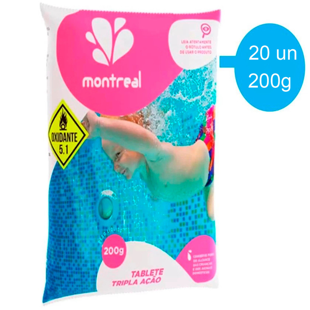 Kit 20 Pastilha Tablete Cloro 200g Tripla Ação Piscina 4kg em Oferta na Shopee