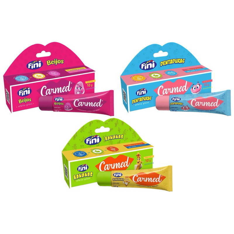 Kit 3 Unidades Carmed Fini Beijos Fini Dentaduras e Fini Bananas 10g