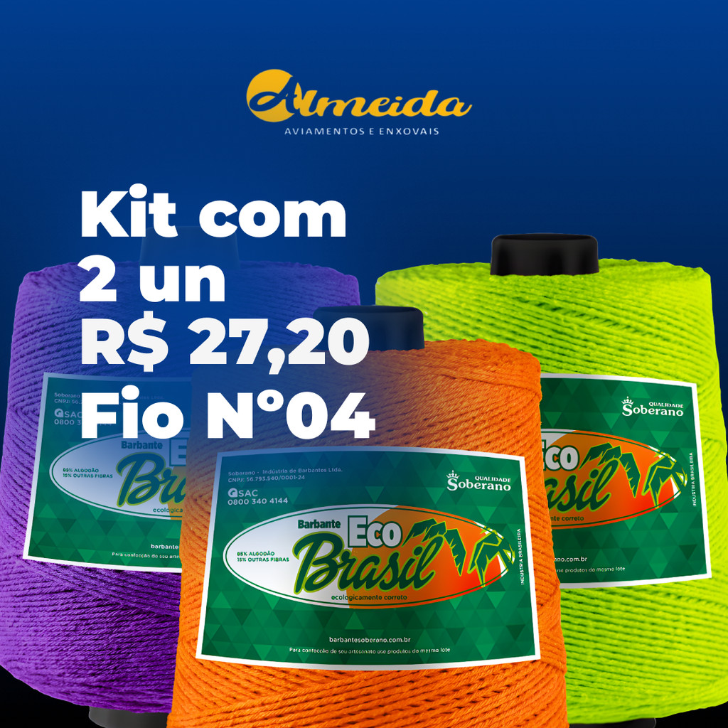 Kit 2 Barbantes Eco Brasil Colorido 940 metros Fio n° 04