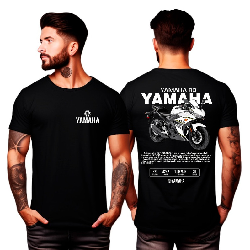 Camiseta Moto Yamaha R3 Unissex 100% Algodão Unissex Lançamento