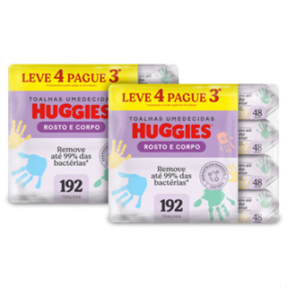 Kit 2 - Lenços Umedecidos Huggies Rosto e Corpo Limpeza 4 x 48 Un em Oferta na Shopee