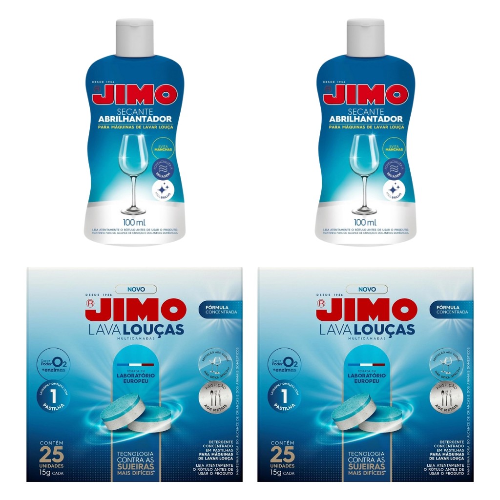 JIMO 2 Lava Louças 25 Pastilhas + 2x Secante p/ Máquina em Oferta na Shopee