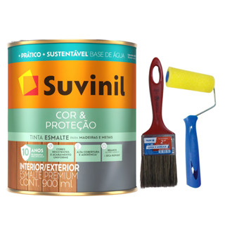 Kit Tinta Base Água 900ml Suvinil Cores + Pincel 2 Polegadas + Rolinho 9cm em Oferta na Shopee