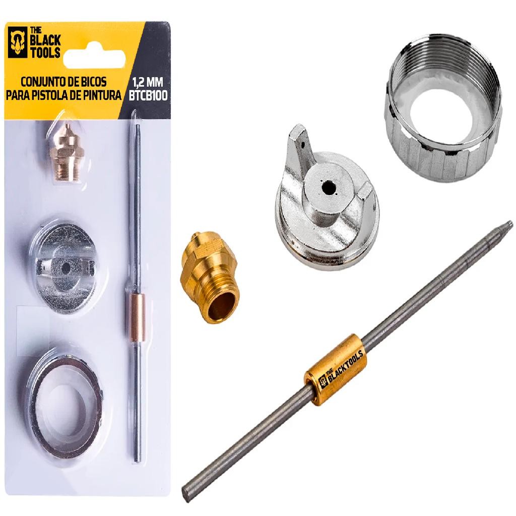 Kit Reparo Pistola de Pintura 1.2 Completo Bico Bocal Capa Agulha The Black Tools - Home & Living
