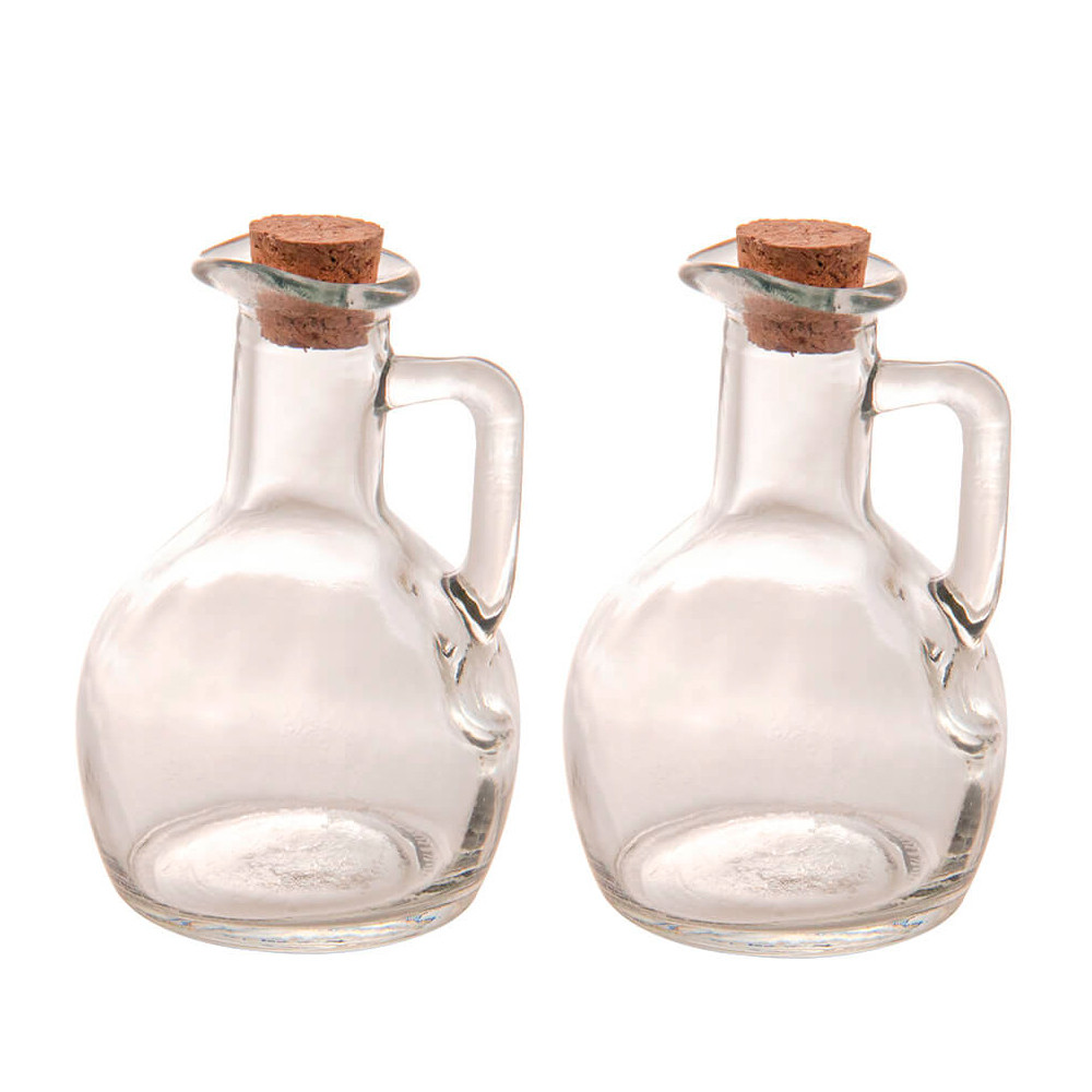 Jogo de Galheteiro de Vidro com Tampa de Rolha 180ml 2 Peças - Lyor em Oferta na Shopee