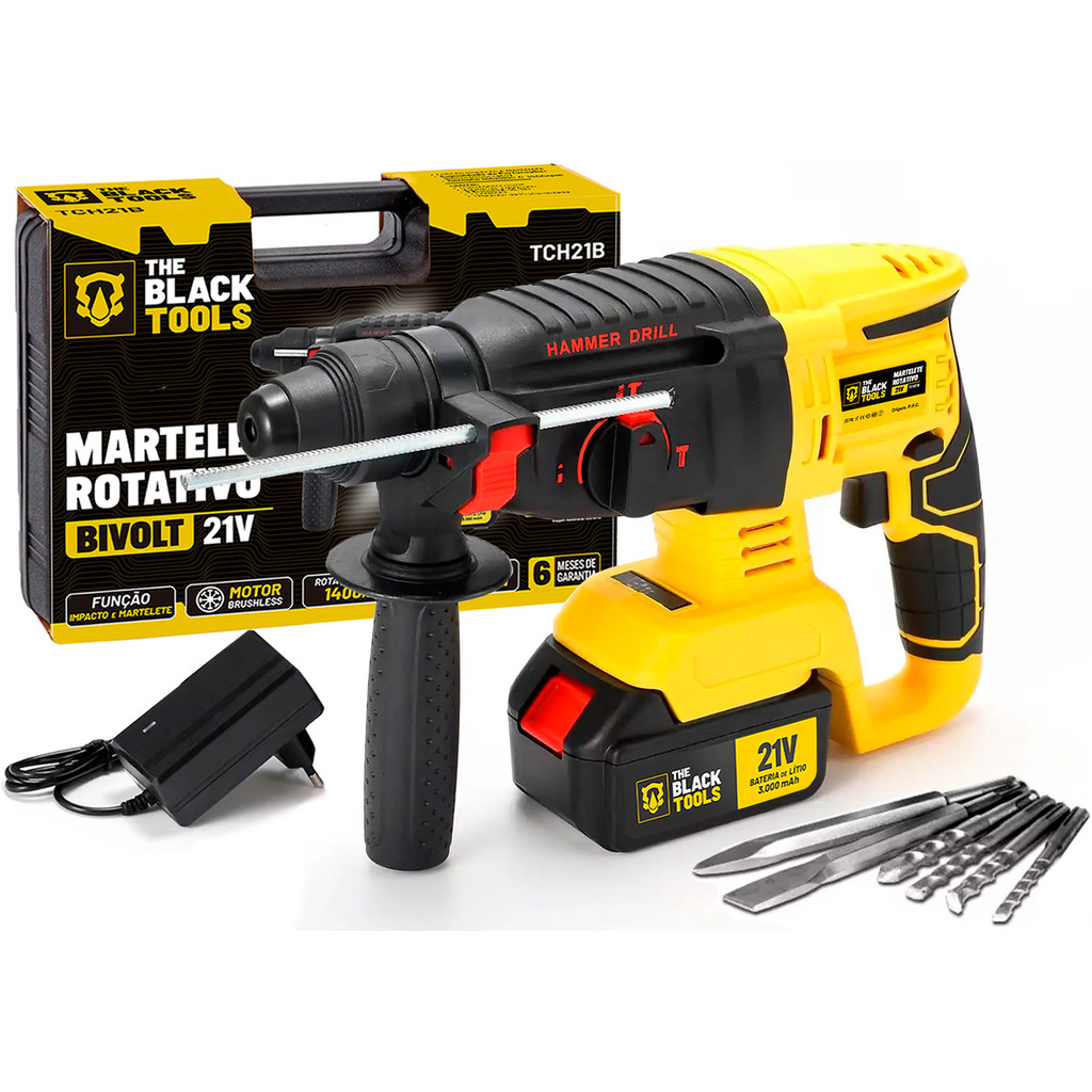 Martelete Rotativo Furadeira De Impacto Brushless A Bateria 21v The Black Tools Bivolt em Oferta na Shopee