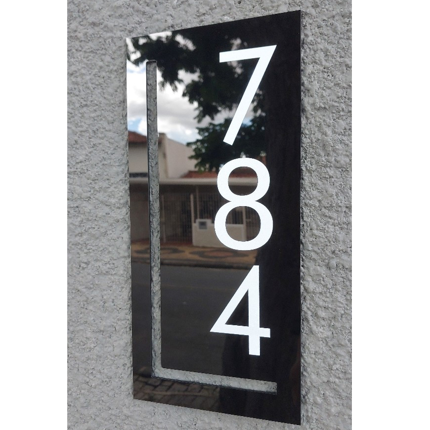 Placa Acrílico Preto Número de Casa em Oferta na Shopee