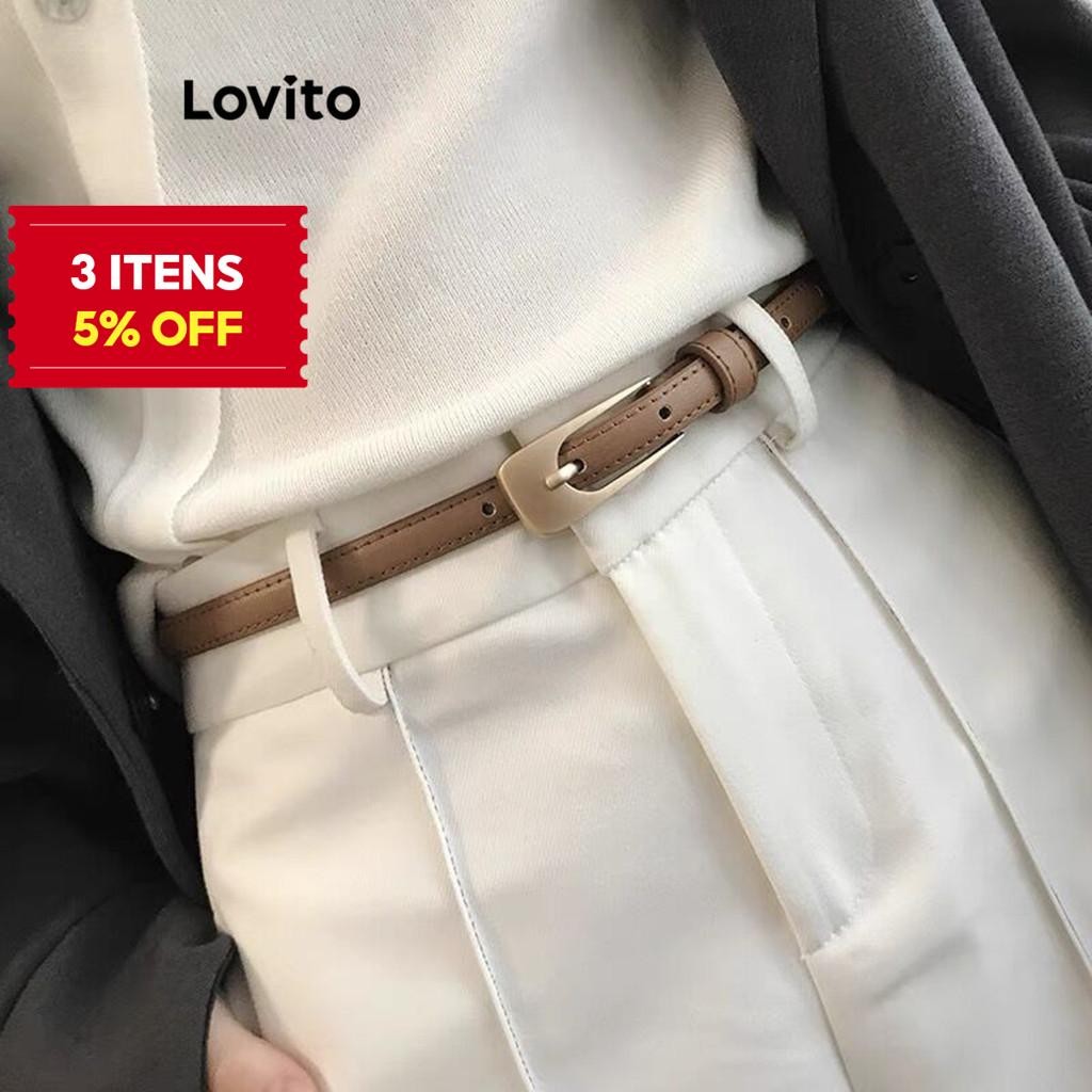 (Trendy) Lovito Acessórios De Cinto De Metal Cinto Básico Para Mulheres L60AD099 em Oferta na Shopee