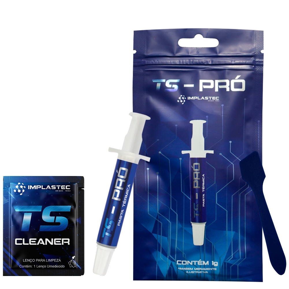 Pasta Térmica Implastec Ts Pro 4g, Espátula + Sachê Cleaner Cor Cinza em Oferta na Shopee