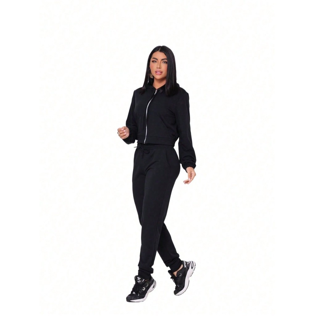 Conjunto Moleton Blusa Com Ziper Calca De Jogger
