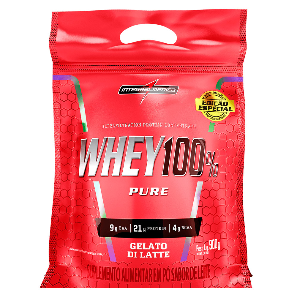 Whey Protein 100% Pure Gelato Di Latte 900g Pouch Integralmedica Suplemento Proteína Treino Recuperação