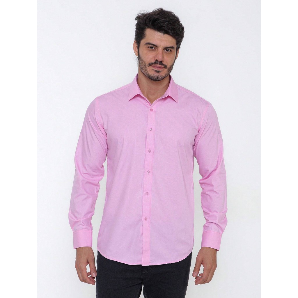 Camisa Social Masculina Manga Longa Listrada Tecido Algodão Egípcio  Passa Fácil em Oferta na Shopee