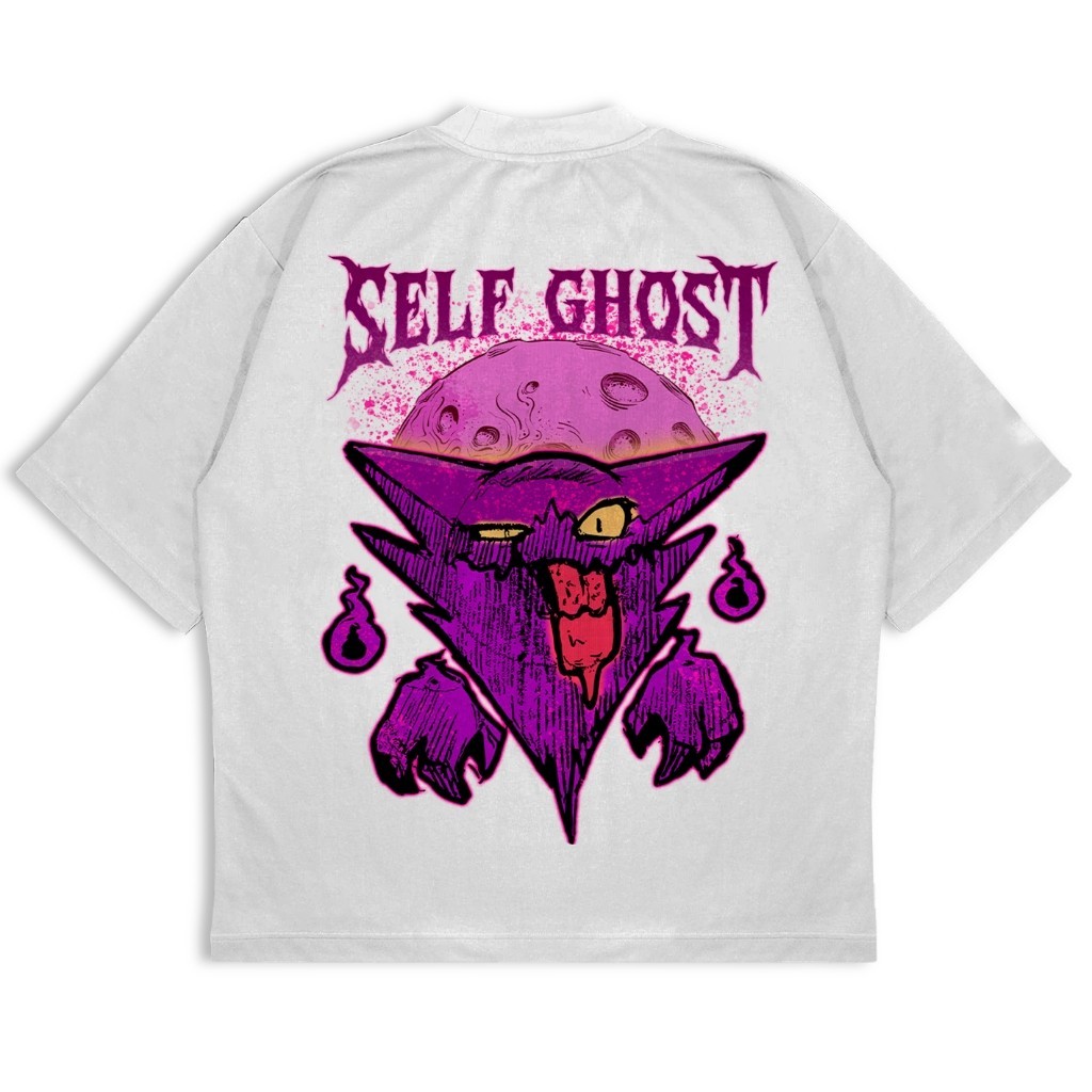 Camiseta Premium em Algodão PuroSISI Blusa Feminina Camiseta Oversized Self Ghost Evil And Moon