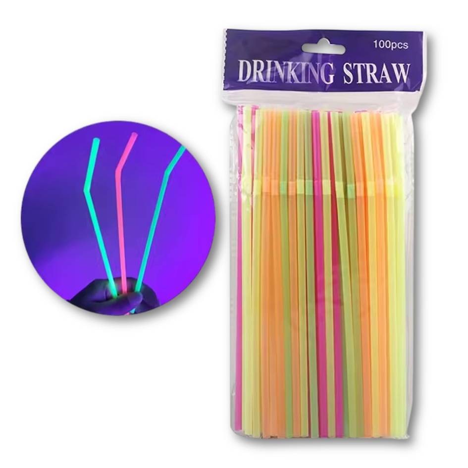 Canudos Plásticos Flexíveis Neon c/100