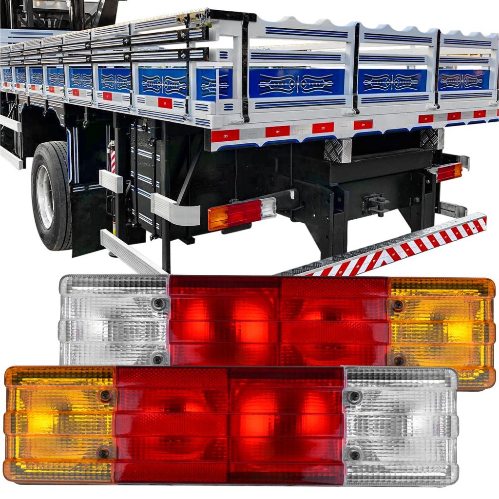 Par Lanterna Traseira Acrilica Caminhão MB Mercedes Benz 1113 1313 1418 1618 1620