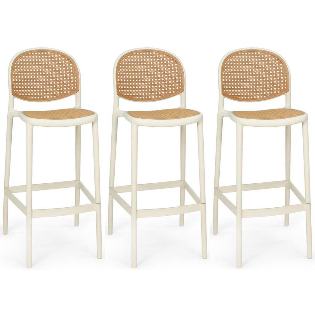 Kit 3 Banqueta Alta com Encosto Roma em Polipropileno Cozinha/Bancada em Oferta na Shopee