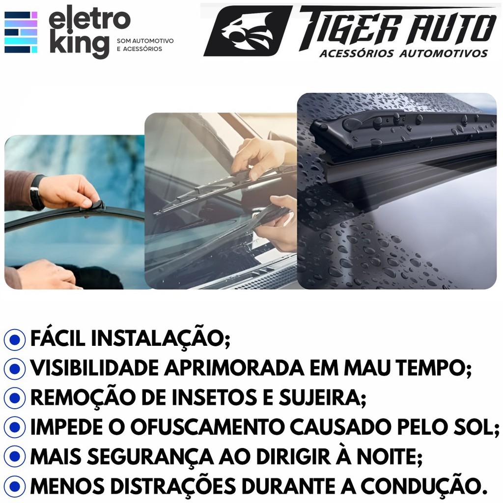 Detalhes do Par de Palhetas Silicone Limpador Parabrisa Dianteiro Tiger Auto 3008/308/408/508 2011 Em Diante