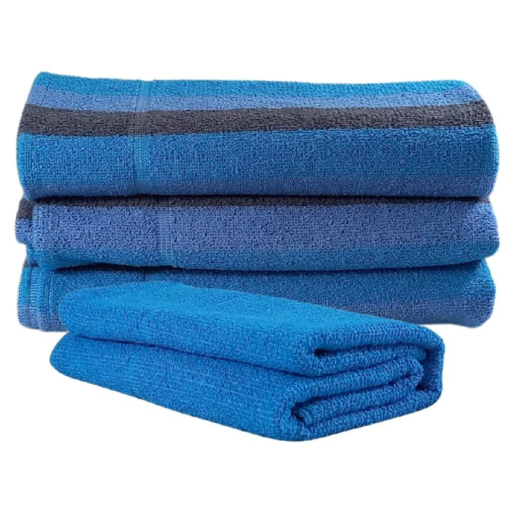 Jogo de Toalhas 4 Peças Kit 3 Banho + 1 Rosto Algodão Alta Absorção Macia Azul e Cinza
