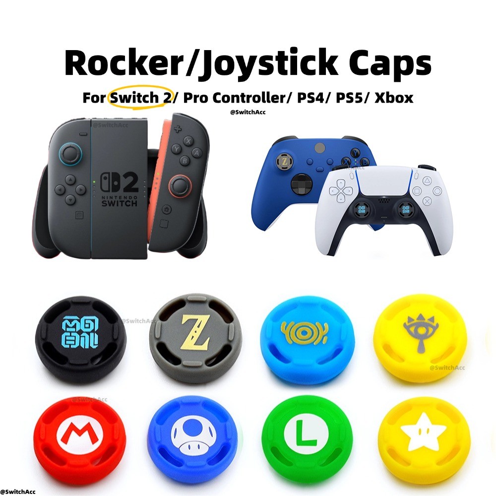 Switch 2 Rocker Caps 1 Par (2 Peças) Para Nintendo/Pro Controller/PS4/PS5/XBox Tampas Analógicas Thumb Grips Tema De Jog