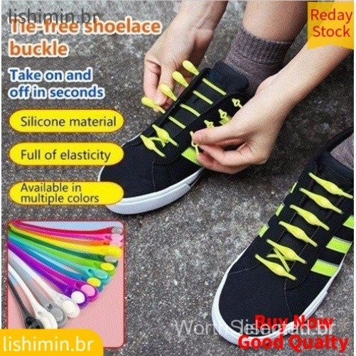 12 Unid . Cadarços Elásticos De Silicone Moda Unissex Sem Cadarço De Sapato De Amarrar Todos Os Tênis Encaixam Renda Ráp