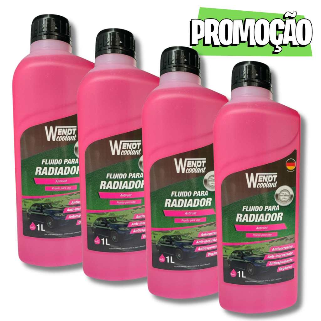 KIT 4 FLUIDO RADIADOR WENDT ANTIRUST PRONTO PARA USO ROSA 1L
