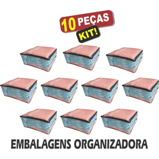 Kit 10 Saco zíper Organizador Cobertor Casaco Guarda Roupa Anti-Poeira Anti-Umidade Multiuso 48 x 42 x 24 em Oferta na Shopee