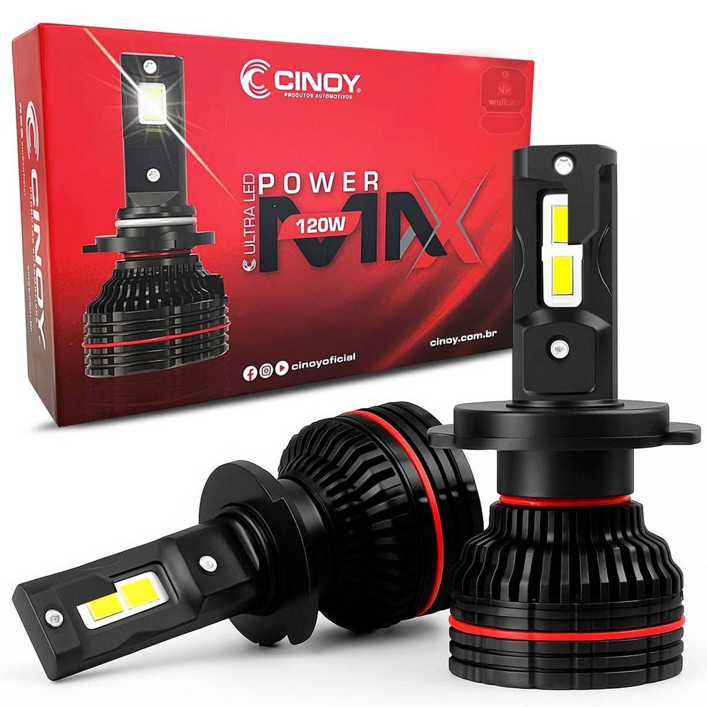 Kit Ultra Led Power Max 120W 6000K 16000Lm H4 Cinoy em Oferta na Shopee
