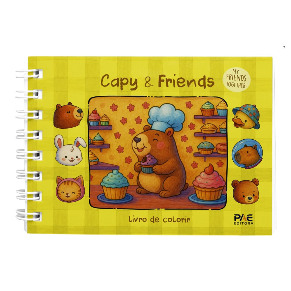 Detalhes do Livro Capy e Friends | Livro de Colorir | Capa Amarela