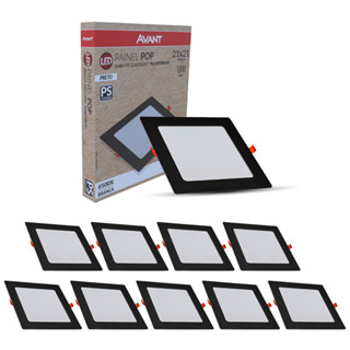Kit 10 Painel led Plafon Pop Embutir 18w 6500k Branco Frio 22cm 110v/220v Quadrado Preto Cod:903051370-10 Avant em Oferta na Shopee