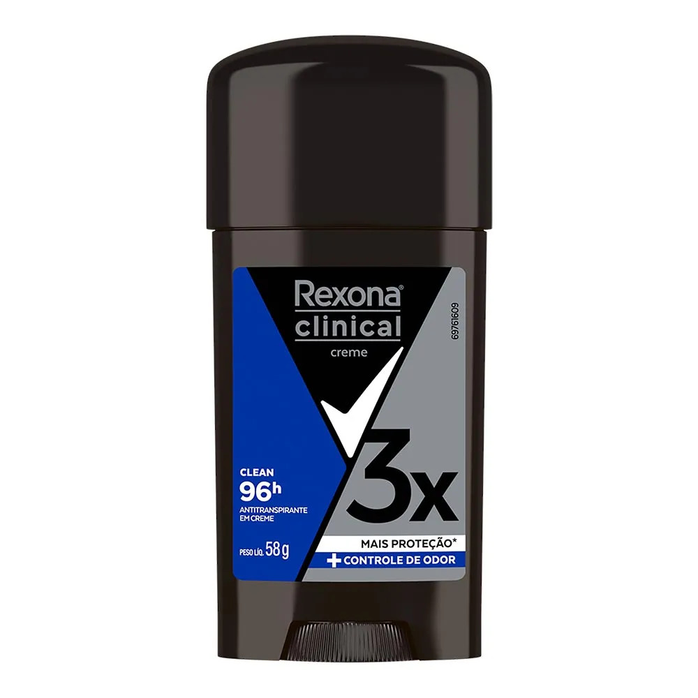 Desodorante Antitranspirante Stick Creme Rexona Men Clinical Clean Masculino 96h 58g